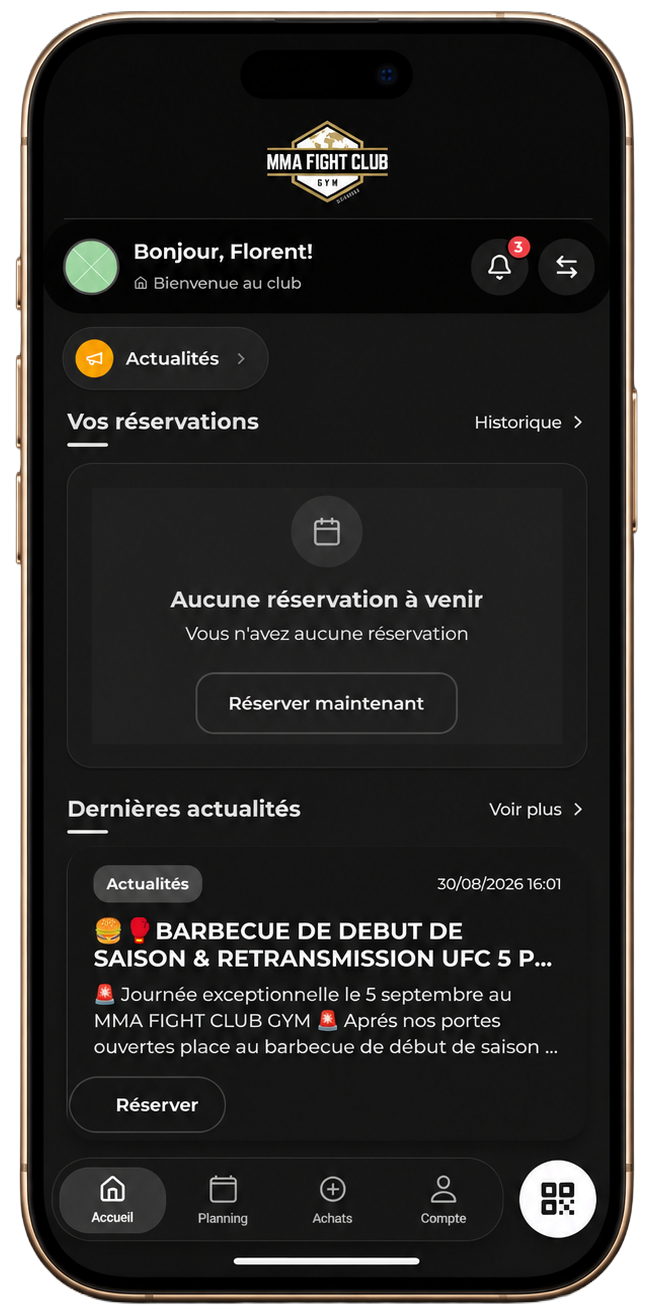 Application Sportigo MMA Fight Club Gym - Accueil